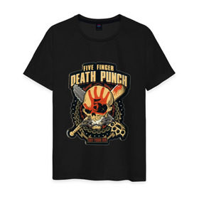 Мужская футболка хлопок с принтом Five Finger Death Punch , 100% хлопок | прямой крой, круглый вырез горловины, длина до линии бедер, слегка спущенное плечо. | 5fdp | ffdp | five finger death punch