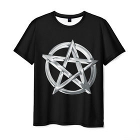 Мужская футболка 3D с принтом Пентаграмма , 100% полиэфир | прямой крой, круглый вырез горловины, длина до линии бедер | звезда | знаки | круг | магия | оккультизм | пентаграмма | пентакль | символы | сокральность | эзотерика
