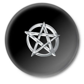 Значок с принтом Пентаграмма ,  металл | круглая форма, металлическая застежка в виде булавки | Тематика изображения на принте: звезда | знаки | круг | магия | оккультизм | пентаграмма | пентакль | символы | сокральность | эзотерика