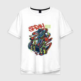 Мужская футболка хлопок Oversize с принтом Граффити , 100% хлопок | свободный крой, круглый ворот, “спинка” длиннее передней части | графити | кислота | психоделика | скейт | скейтборд | спрей