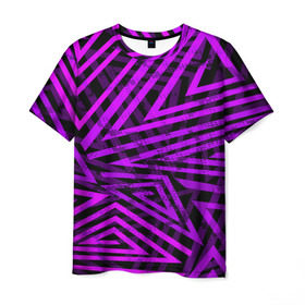 Мужская футболка 3D с принтом Неоновая геометрия , 100% полиэфир | прямой крой, круглый вырез горловины, длина до линии бедер | geometry | optical | линии | узор | яркий