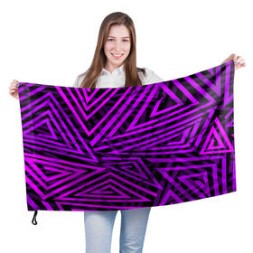Флаг 3D с принтом Неоновая геометрия , 100% полиэстер | плотность ткани — 95 г/м2, размер — 67 х 109 см. Принт наносится с одной стороны | geometry | optical | линии | узор | яркий