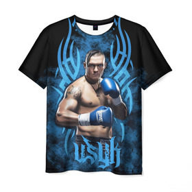 Мужская футболка 3D с принтом Aleksandr Usyk , 100% полиэфир | прямой крой, круглый вырез горловины, длина до линии бедер | wbc | wbo | бокс | боксеры | усик