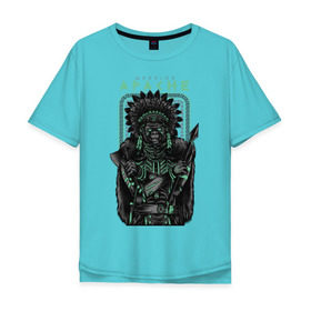 Мужская футболка хлопок Oversize с принтом Apache , 100% хлопок | свободный крой, круглый ворот, “спинка” длиннее передней части | Тематика изображения на принте: апачи | воин | горилла | индеец | обезьяна