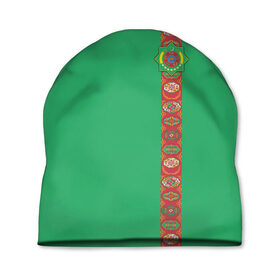 Шапка 3D с принтом Туркменистан, лента с гербом , 100% полиэстер | универсальный размер, печать по всей поверхности изделия | tkm | tm | trkmenistan | азия | ашхабад | герб | государство | знак | надпись | патриот | полосы | республика | символ | снг | страна | туркмен | туркменистан | туркмения | флаг | флага | цвета