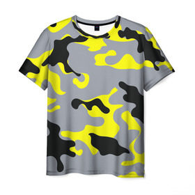 Мужская футболка 3D с принтом Yellow camouflage , 100% полиэфир | прямой крой, круглый вырез горловины, длина до линии бедер | camouflage | камуфляж | комуфляж