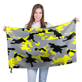 Флаг 3D с принтом Yellow camouflage , 100% полиэстер | плотность ткани — 95 г/м2, размер — 67 х 109 см. Принт наносится с одной стороны | camouflage | камуфляж | комуфляж