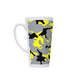 Кружка Латте с принтом Yellow camouflage , Белая керамика | Объем 480 мл; Высота 150 мм; Диаметр 90 мм | camouflage | камуфляж | комуфляж