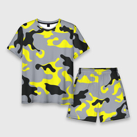 Мужской костюм с шортами 3D с принтом Yellow camouflage ,  |  | camouflage | камуфляж | комуфляж