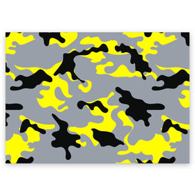 Поздравительная открытка с принтом Yellow camouflage , 100% бумага | плотность бумаги 280 г/м2, матовая, на обратной стороне линовка и место для марки
 | Тематика изображения на принте: camouflage | камуфляж | комуфляж