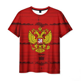 Мужская футболка 3D с принтом Russia Imperium RED , 100% полиэфир | прямой крой, круглый вырез горловины, длина до линии бедер | Тематика изображения на принте: abstraction | grunge | russia | sport | абстракция | герб | краска | русский | символика рф | спорт | спортивный | триколор | униформа | форма | я русский