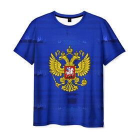 Мужская футболка 3D с принтом Russia Imperium Blue , 100% полиэфир | прямой крой, круглый вырез горловины, длина до линии бедер | abstraction | grunge | russia | sport | абстракция | герб | краска | русский | символика рф | спорт | спортивный | триколор | униформа | форма | я русский