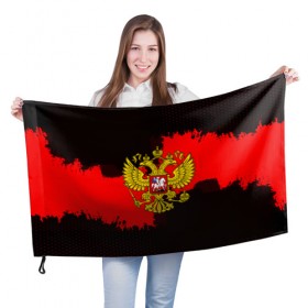 Флаг 3D с принтом RUSSIA red collection 2018 , 100% полиэстер | плотность ткани — 95 г/м2, размер — 67 х 109 см. Принт наносится с одной стороны | 
