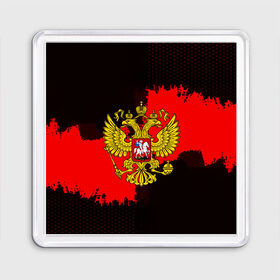 Магнит 55*55 с принтом RUSSIA red collection 2018 , Пластик | Размер: 65*65 мм; Размер печати: 55*55 мм | 