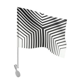 Флаг для автомобиля с принтом Кибер Зебра , 100% полиэстер | Размер: 30*21 см | black and white stripes | geometry | vest | zebra | геометрия | зебра | тельняшка | черно белая полоска