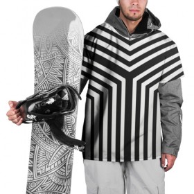Накидка на куртку 3D с принтом Кибер Зебра , 100% полиэстер |  | black and white stripes | geometry | vest | zebra | геометрия | зебра | тельняшка | черно белая полоска