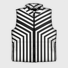 Мужской жилет утепленный 3D с принтом Кибер Зебра ,  |  | black and white stripes | geometry | vest | zebra | геометрия | зебра | тельняшка | черно белая полоска