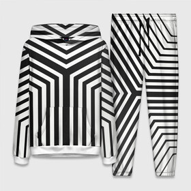 Женский костюм 3D (с толстовкой) с принтом Кибер Зебра ,  |  | black and white stripes | geometry | vest | zebra | геометрия | зебра | тельняшка | черно белая полоска