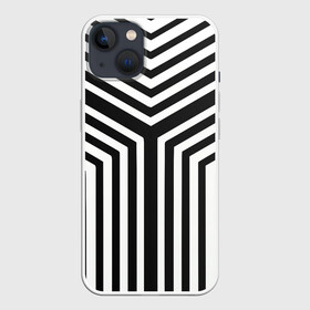 Чехол для iPhone 13 с принтом Кибер Зебра ,  |  | black and white stripes | geometry | vest | zebra | геометрия | зебра | тельняшка | черно белая полоска