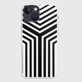 Чехол для iPhone 13 mini с принтом Кибер Зебра ,  |  | black and white stripes | geometry | vest | zebra | геометрия | зебра | тельняшка | черно белая полоска