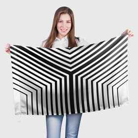 Флаг 3D с принтом Кибер Зебра , 100% полиэстер | плотность ткани — 95 г/м2, размер — 67 х 109 см. Принт наносится с одной стороны | black and white stripes | geometry | vest | zebra | геометрия | зебра | тельняшка | черно белая полоска
