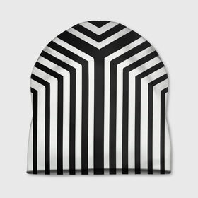 Шапка 3D с принтом Кибер Зебра , 100% полиэстер | универсальный размер, печать по всей поверхности изделия | black and white stripes | geometry | vest | zebra | геометрия | зебра | тельняшка | черно белая полоска