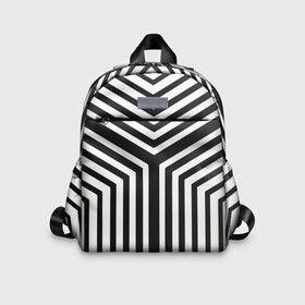 Детский рюкзак 3D с принтом Кибер Зебра , 100% полиэстер | лямки с регулируемой длиной, сверху петелька, чтобы рюкзак можно было повесить на вешалку. Основное отделение закрывается на молнию, как и внешний карман. Внутри дополнительный карман. По бокам два дополнительных кармашка | Тематика изображения на принте: black and white stripes | geometry | vest | zebra | геометрия | зебра | тельняшка | черно белая полоска