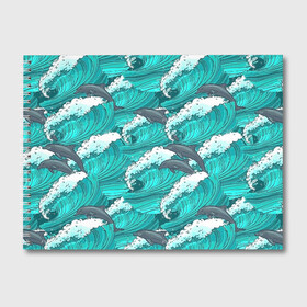 Альбом для рисования с принтом Дельфины , 100% бумага
 | матовая бумага, плотность 200 мг. | dolphins | fish | ocean | pattern | sea | summer | waves | волны | дельфины | лето | море | океан | паттерн | рыбы