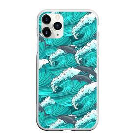 Чехол для iPhone 11 Pro матовый с принтом Дельфины , Силикон |  | dolphins | fish | ocean | pattern | sea | summer | waves | волны | дельфины | лето | море | океан | паттерн | рыбы