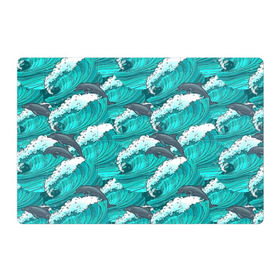 Магнитный плакат 3Х2 с принтом Дельфины , Полимерный материал с магнитным слоем | 6 деталей размером 9*9 см | Тематика изображения на принте: dolphins | fish | ocean | pattern | sea | summer | waves | волны | дельфины | лето | море | океан | паттерн | рыбы