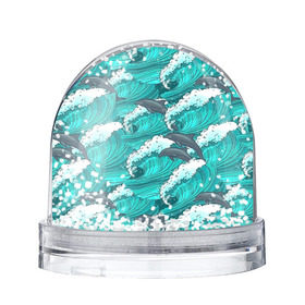 Снежный шар с принтом Дельфины , Пластик | Изображение внутри шара печатается на глянцевой фотобумаге с двух сторон | dolphins | fish | ocean | pattern | sea | summer | waves | волны | дельфины | лето | море | океан | паттерн | рыбы