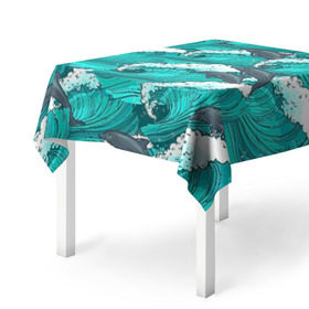 Скатерть 3D с принтом Дельфины , 100% полиэстер (ткань не мнется и не растягивается) | Размер: 150*150 см | dolphins | fish | ocean | pattern | sea | summer | waves | волны | дельфины | лето | море | океан | паттерн | рыбы