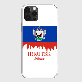 Чехол для iPhone 12 Pro с принтом IRKUTSK (Иркутск) , силикон | область печати: задняя сторона чехла, без боковых панелей | Тематика изображения на принте: 138 | 38 | irkutsk | ru | rus | герб | знак | иркутск | иркутский | надпись | патриот | полосы | российская | российский | россия | русская | русский | рф | символ | страна | флаг | флага | цвета