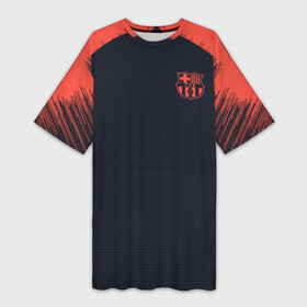 Платье-футболка 3D с принтом Barcelona Training 18 19 ,  |  | barcelona | champions | league | lionel | messi | spain | барселона | испания | лига | лионель | месси | чемпионов