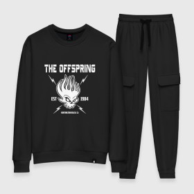 Женский костюм хлопок с принтом The Offspring est 1984 , 100% хлопок | на свитшоте круглая горловина, мягкая резинка по низу. Брюки заужены к низу, на них два вида карманов: два 