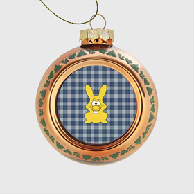 Стеклянный ёлочный шар с принтом Харитон , Стекло | Диаметр: 80 мм | желейный заяц | желтый заяц | зайчик | заяц | заяц харитошка | харитон | харитошка