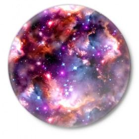 Значок с принтом Космос ,  металл | круглая форма, металлическая застежка в виде булавки | abstraction | cosmos | nebula | space | star | universe | абстракция | вселенная | звезды | космос | мир | планеты