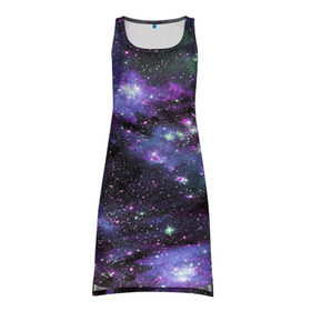 Платье-майка 3D с принтом Sky nebula , 100% полиэстер | полуприлегающий силуэт, широкие бретели, круглый вырез горловины, удлиненный подол сзади. | abstraction | cosmos | nebula | space | star | universe | абстракция | вселенная | звезды | космос | мир | планеты