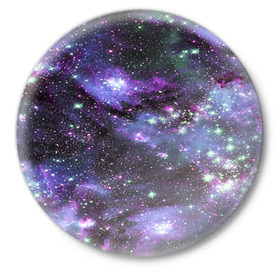 Значок с принтом Sky nebula ,  металл | круглая форма, металлическая застежка в виде булавки | Тематика изображения на принте: abstraction | cosmos | nebula | space | star | universe | абстракция | вселенная | звезды | космос | мир | планеты