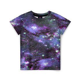 Детская футболка 3D с принтом Sky nebula , 100% гипоаллергенный полиэфир | прямой крой, круглый вырез горловины, длина до линии бедер, чуть спущенное плечо, ткань немного тянется | Тематика изображения на принте: abstraction | cosmos | nebula | space | star | universe | абстракция | вселенная | звезды | космос | мир | планеты