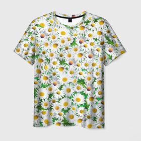 Мужская футболка 3D с принтом Ромашки , 100% полиэфир | прямой крой, круглый вырез горловины, длина до линии бедер | Тематика изображения на принте: chamomile | daisies | flowers | nature | природа | растения | ромашки | текстура | цветы