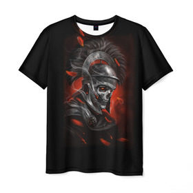 Мужская футболка 3D с принтом Мертвый легионер , 100% полиэфир | прямой крой, круглый вырез горловины, длина до линии бедер | зомби | легионер | рим | скелет | череп