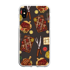 Чехол для iPhone XS Max матовый с принтом Вкуснятина , Силикон | Область печати: задняя сторона чехла, без боковых панелей | барбекю | еда | кулинария | мясо | повар | стейк | шашлык