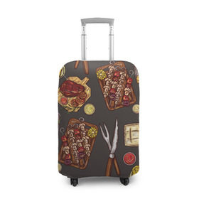Чехол для чемодана 3D с принтом Вкуснятина , 86% полиэфир, 14% спандекс | двустороннее нанесение принта, прорези для ручек и колес | барбекю | еда | кулинария | мясо | повар | стейк | шашлык