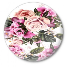 Значок с принтом fashion rose ,  металл | круглая форма, металлическая застежка в виде булавки | Тематика изображения на принте: 