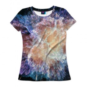 Женская футболка 3D с принтом Космический взрыв , 100% полиэфир ( синтетическое хлопкоподобное полотно) | прямой крой, круглый вырез горловины, длина до линии бедер | Тематика изображения на принте: 