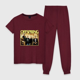 Женская пижама хлопок с принтом Группа The Offspring , 100% хлопок | брюки и футболка прямого кроя, без карманов, на брюках мягкая резинка на поясе и по низу штанин | offspring | офспринг | оффспринг | рок