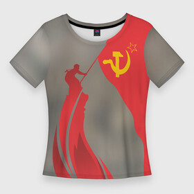 Женская футболка 3D Slim с принтом День победы Рейхстаг ,  |  | 9мая | великая | война | героя | день | звезда | знамя | отечественная | победы | рейхстаг