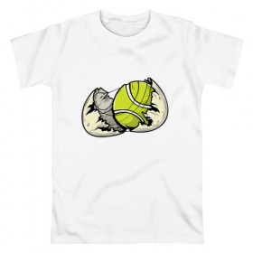 Мужская футболка хлопок с принтом Мяч в скорлупе , 100% хлопок | прямой крой, круглый вырез горловины, длина до линии бедер, слегка спущенное плечо. | sport | tennis | мяч | скорлупа | спорт | теннис