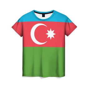Женская футболка 3D с принтом Азербайджан , 100% полиэфир ( синтетическое хлопкоподобное полотно) | прямой крой, круглый вырез горловины, длина до линии бедер | azerbaijan | azrbaycan | звезда | ислам | полумесяц | флаг